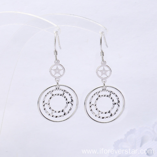 Jewelry Boho Large White CZ 925 Silver Earrings